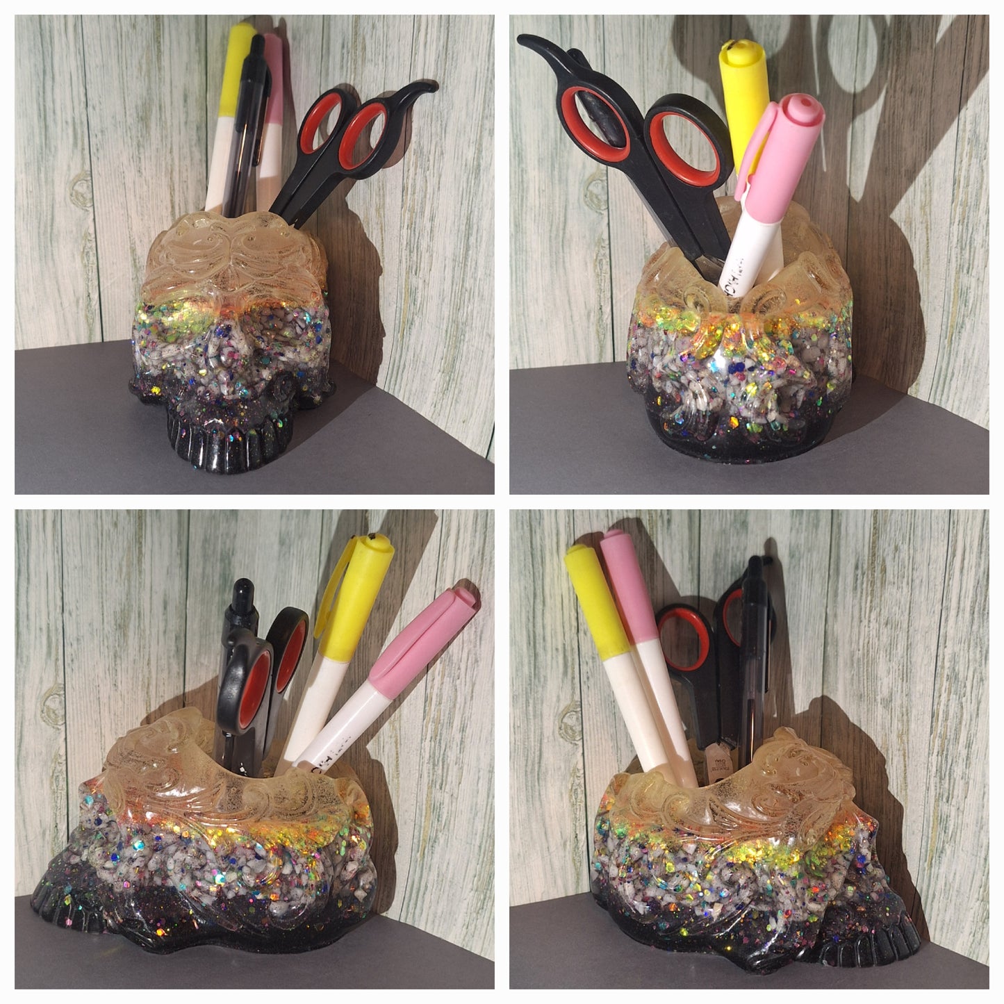 Resin/Epoxy Skull Pencil/Brush holder (4 Options)