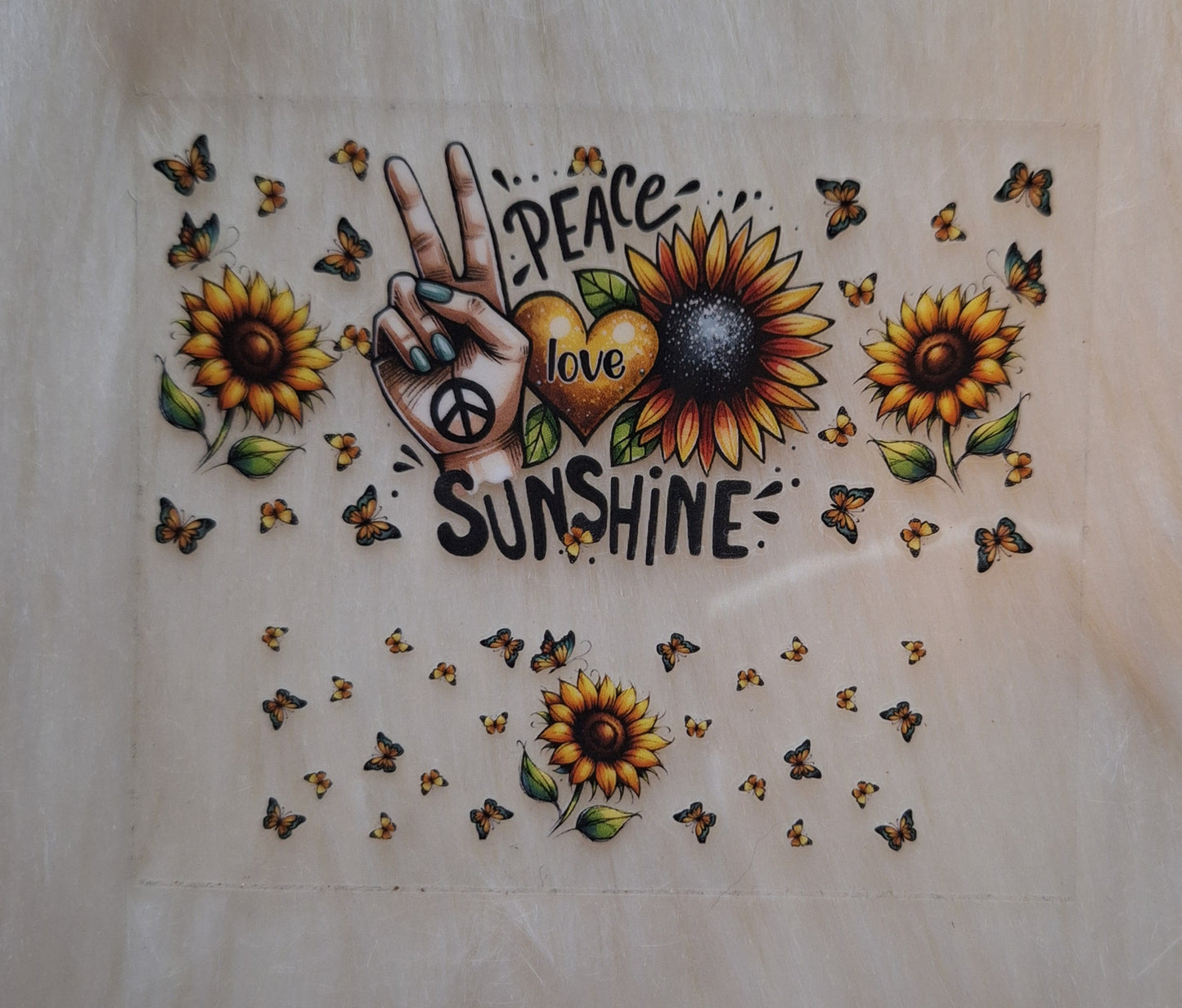 Mini Keychain Tumbler "Peace Love Sunshine" Sunflowers & Butterflies