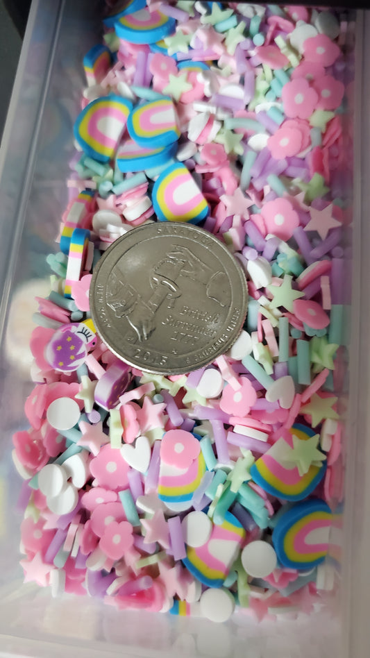 Rainbow Flowers and Stars Clay Slices
