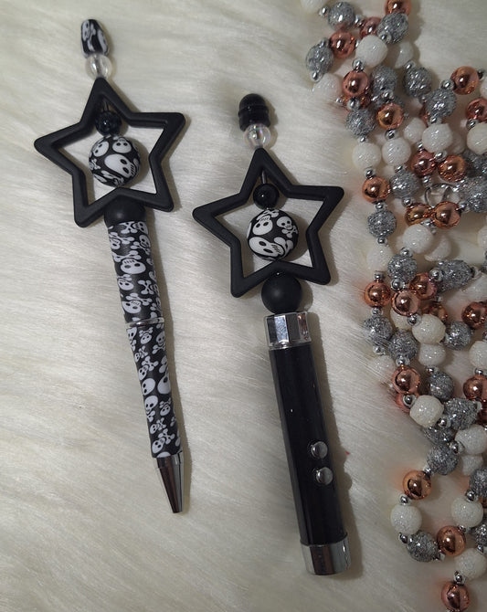 Skull and Star Pen and Flashlight/Pointer Set