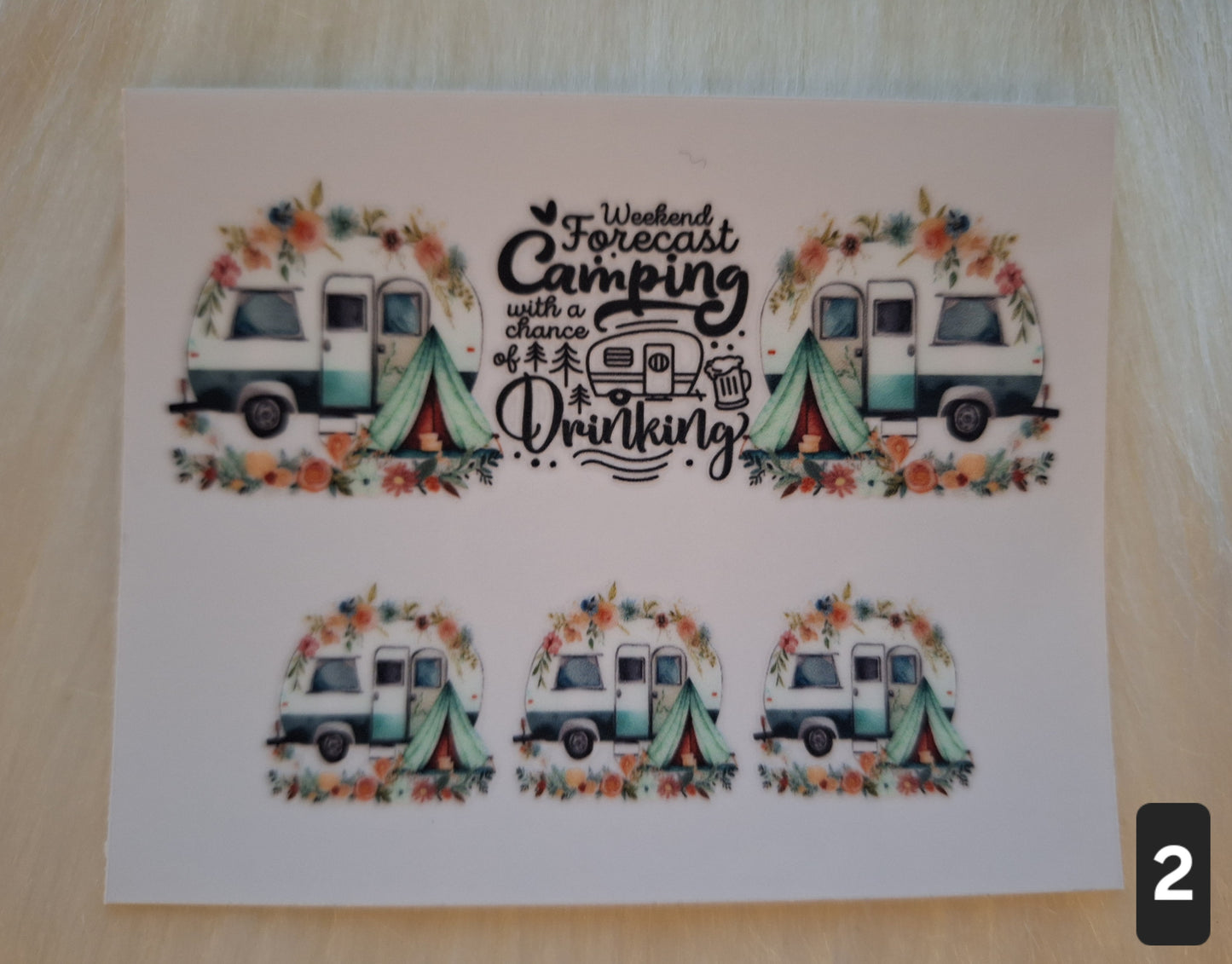 Mini Keychain Tumbler "Weekend forecast camping with a chance of drinking"