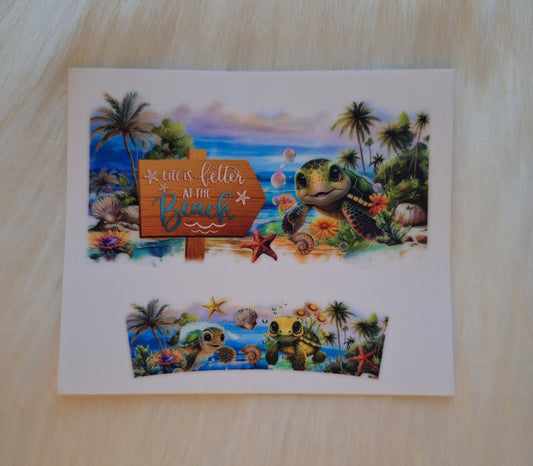 Mini Keychain Tumbler "Life is Better at the Beach" Sea Turtle