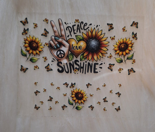 Mini Keychain Tumbler "Peace Love Sunshine" Sunflowers & Butterflies