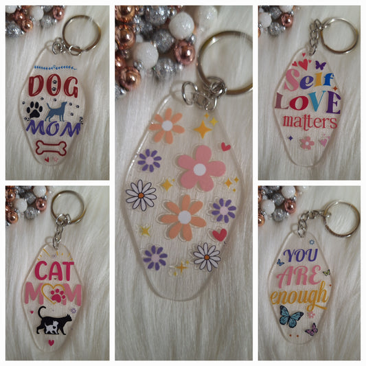 Acrylic Hotel Keys (Key Tags) Keychains (29 Options)
