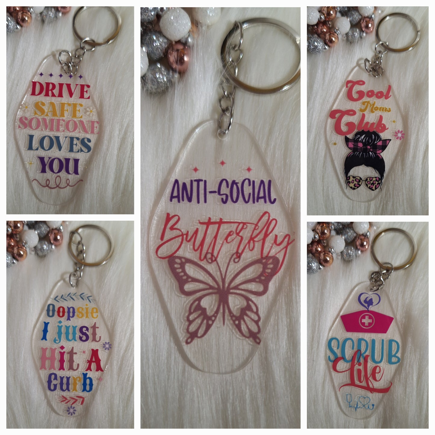 Acrylic Hotel Keys (Key Tags) Keychains (29 Options)