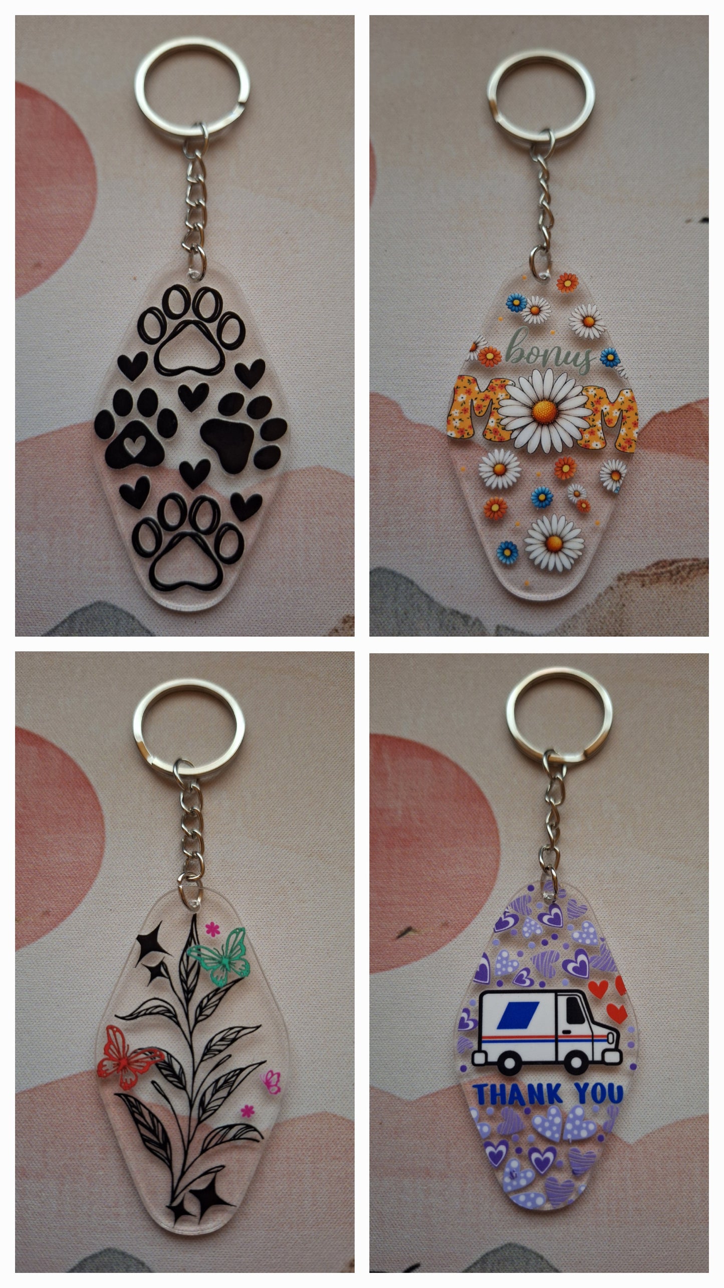 Acrylic Hotel Keys (Key Tags) Keychains (29 Options)