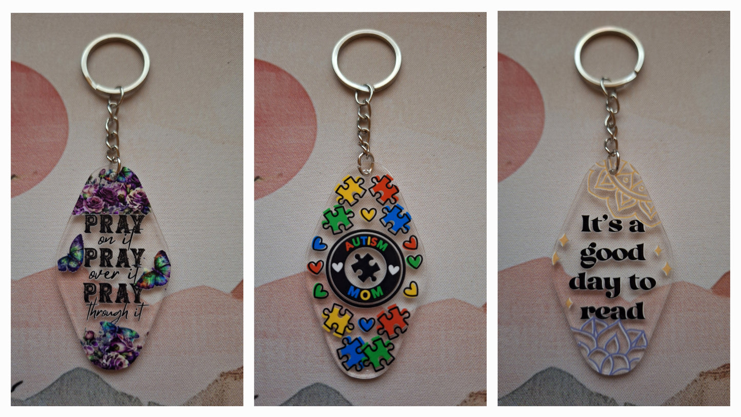 Acrylic Hotel Keys (Key Tags) Keychains (29 Options)
