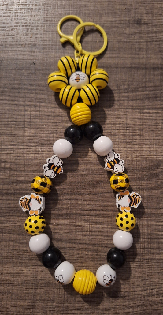 Bee and Gnome Beaded Wristlet
