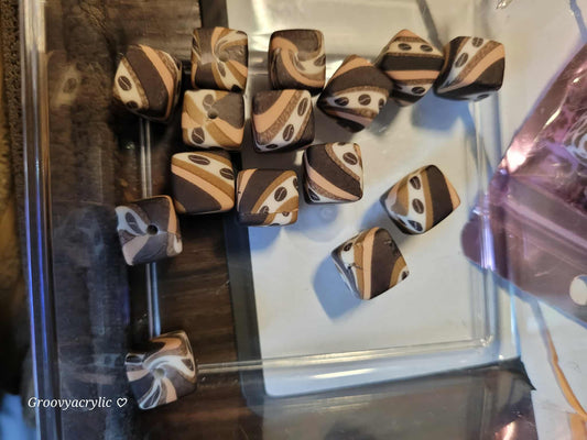 Silicone Square Bead — Coffee Bean