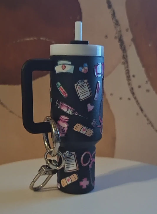 Nurse Life Mini Tumbler Keychain-RTS