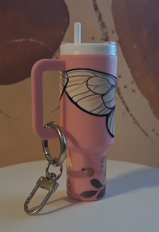 Moth and Flowers Mini Tumbler Keychain-RTS