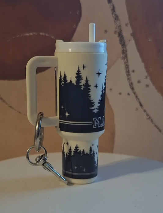 Mama Bear in Forest Mini Tumbler Keychain-RTS
